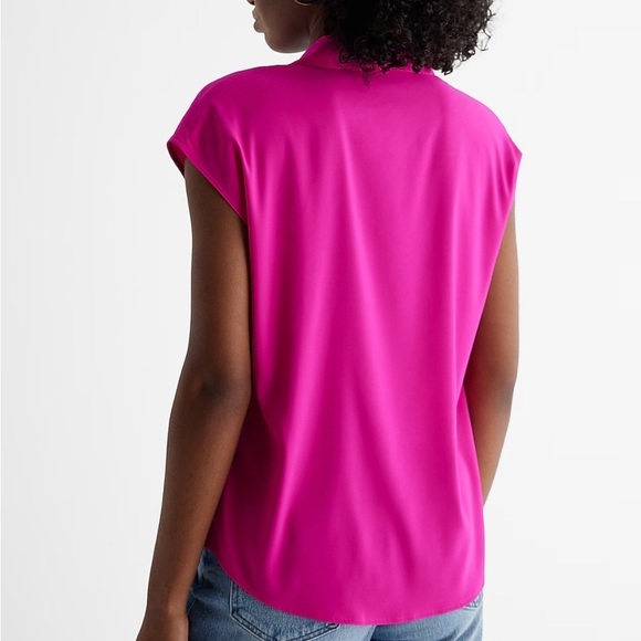 Express Short Sleeve Button Up Shirt Pink Collar - Picture 2 of 7